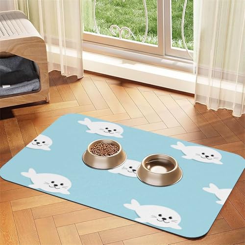 Robbe Niedlich Tier Muster Meer,Futtermatte für Haustiere, Tischsets aus PU-Leder für Katzen und Hunde,40x60cm Robbe Niedlich Tier Muster Meer,Futtermatte für Haustiere, Tischsets aus PU-Leder für Katzen und Hunde,40x60cm von InOmak