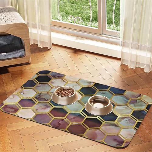 Robuster Marmor，Futtermatte für Haustiere, Tischsets aus PU-Leder für Katzen und Hunde,40x60cm von InOmak