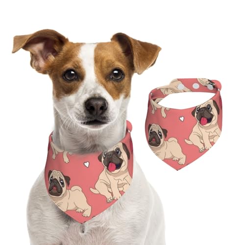 Rosa Bulldogge, Hundehalstücher, Baumwoll-Haustierschal, verstellbare Lätzchen für Haustiere,M von InOmak