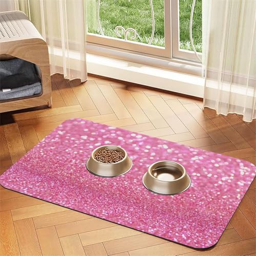 Rosa Glitzer,Futtermatte für Haustiere, Tischsets aus PU-Leder für Katzen und Hunde,40x60cm Rosa Glitzer,Futtermatte für Haustiere, Tischsets aus PU-Leder für Katzen und Hunde,40x60cm von InOmak