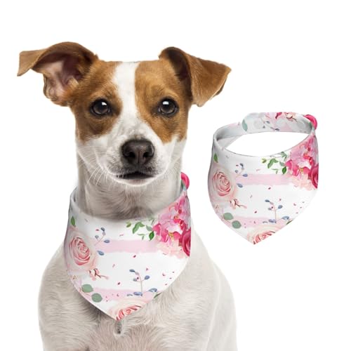 Rosa Rosenblüten, Hundehalstücher, Baumwoll-Haustierschal, verstellbare Lätzchen für Haustiere,S Rosa Rosenblüten, Hundehalstücher, Baumwoll-Haustierschal, verstellbare Lätzchen für Haustiere,S von InOmak