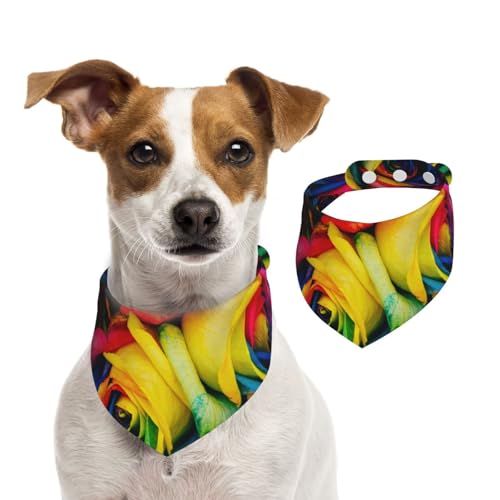 Rosen mit Regenbogenblütenblättern, Hundehalstücher, Baumwoll-Haustierschal, verstellbare Lätzchen für Haustiere,L Rosen mit Regenbogenblütenblättern, Hundehalstücher, Baumwoll-Haustierschal, verstellbare Lätzchen für Haustiere,L von InOmak