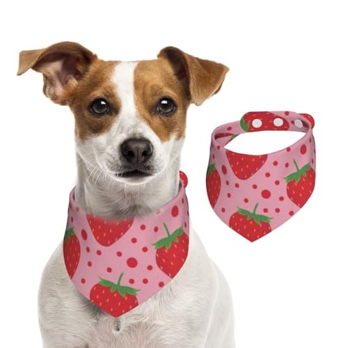 Rote Erdbeere und Polka Dot, Hundehalstücher, Baumwoll-Haustierschal, verstellbare Lätzchen für Haustiere,S Rote Erdbeere und Polka Dot, Hundehalstücher, Baumwoll-Haustierschal, verstellbare Lätzchen für Haustiere,S von InOmak