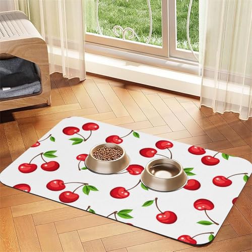 Rote Kirschbeeren,Futtermatte für Haustiere, Tischsets aus PU-Leder für Katzen und Hunde,40x60cm Rote Kirschbeeren,Futtermatte für Haustiere, Tischsets aus PU-Leder für Katzen und Hunde,40x60cm von InOmak