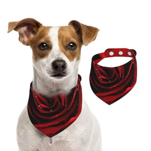 Rote Rose, Hundehalstücher, Baumwoll-Haustierschal, verstellbare Lätzchen für Haustiere,S Rote Rose, Hundehalstücher, Baumwoll-Haustierschal, verstellbare Lätzchen für Haustiere,S von InOmak
