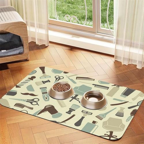 Salon & Barber Hairdresser,Waterproof Pet Feeding Mat,PU Leather Placemats for Cat Dog Water Bowl,Food Mats,30x45cm Salon & Barber Hairdresser,Waterproof Pet Feeding Mat,PU Leather Placemats for Cat Dog Water Bowl,Food Mats,30x45cm von InOmak