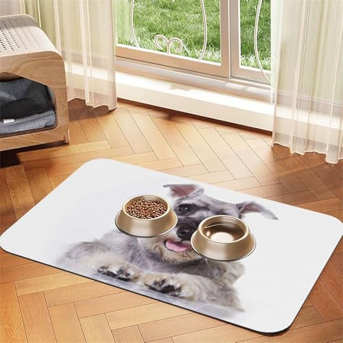 Schnauzer Hund süß，Futtermatte für Haustiere, Tischsets aus PU-Leder für Katzen und Hunde,40x60cm von InOmak
