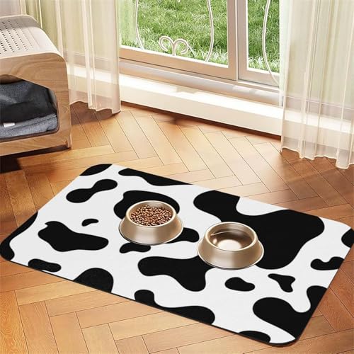 Schwarz-weiße Kuhhaut,Futtermatte für Haustiere, Tischsets aus PU-Leder für Katzen und Hunde,40x60cm Schwarz-weiße Kuhhaut,Futtermatte für Haustiere, Tischsets aus PU-Leder für Katzen und Hunde,40x60cm von InOmak