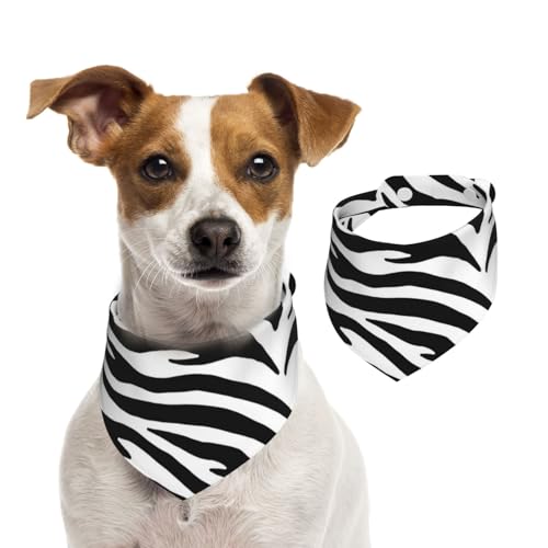 Schwarz-weißer Zebradruck, Hundehalstücher, Baumwoll-Haustierschal, verstellbare Lätzchen für Haustiere,S Schwarz-weißer Zebradruck, Hundehalstücher, Baumwoll-Haustierschal, verstellbare Lätzchen für Haustiere,S von InOmak