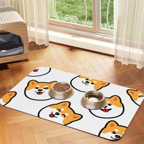 Shiba Inu Gesicht，Futtermatte für Haustiere, Tischsets aus PU-Leder für Katzen und Hunde,30x45cm von InOmak