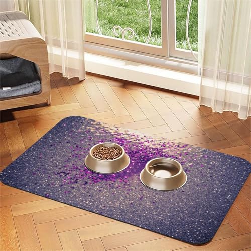 Silber Lila,Futtermatte für Haustiere, Tischsets aus PU-Leder für Katzen und Hunde,40x60cm Silber Lila,Futtermatte für Haustiere, Tischsets aus PU-Leder für Katzen und Hunde,40x60cm von InOmak