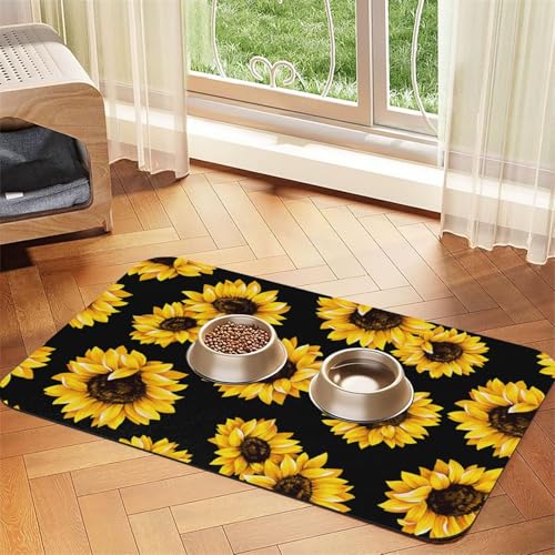 Sonnenblume，Futtermatte für Haustiere, Tischsets aus PU-Leder für Katzen und Hunde,30x45cm von InOmak