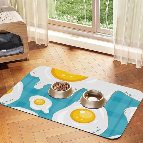 Spiegelei-Essen，Futtermatte für Haustiere, Tischsets aus PU-Leder für Katzen und Hunde,40x60cm von InOmak