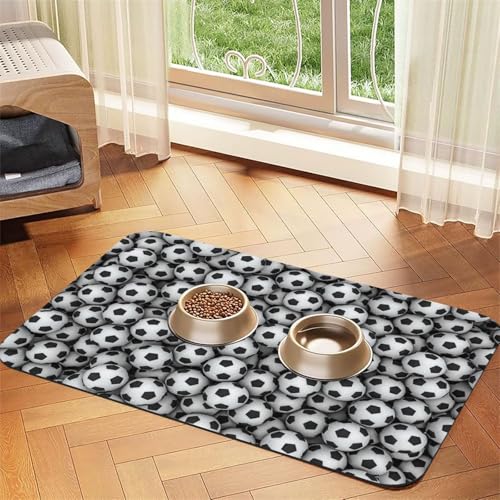 Stapel von Fußbällen drucken,Futtermatte für Haustiere, Tischsets aus PU-Leder für Katzen und Hunde,40x60cm Stapel von Fußbällen drucken,Futtermatte für Haustiere, Tischsets aus PU-Leder für Katzen und Hunde,40x60cm von InOmak