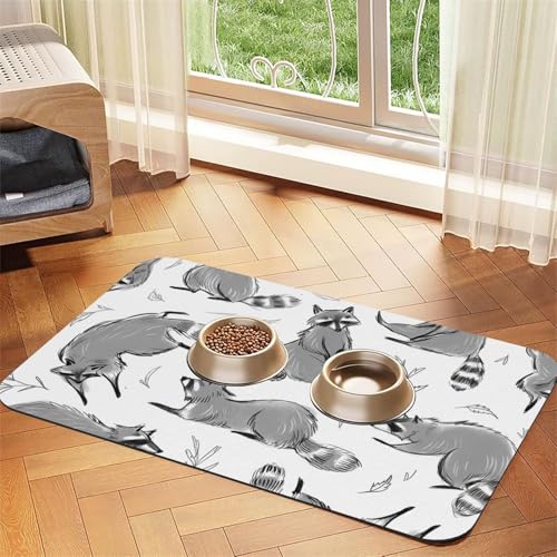 Süßer Waschbär，Futtermatte für Haustiere, Tischsets aus PU-Leder für Katzen und Hunde,40x60cm von InOmak