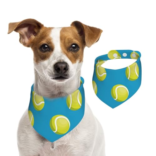 Tennisball Blau, Hundehalstücher, Baumwoll-Haustierschal, verstellbare Lätzchen für Haustiere,M Tennisball Blau, Hundehalstücher, Baumwoll-Haustierschal, verstellbare Lätzchen für Haustiere,M von InOmak