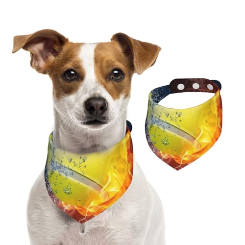 Tennisball in Feuer und Wasser, Hundehalstücher, Baumwoll-Haustierschal, verstellbare Lätzchen für Haustiere,M Tennisball in Feuer und Wasser, Hundehalstücher, Baumwoll-Haustierschal, verstellbare Lätzchen für Haustiere,M von InOmak