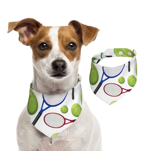 Tennisschläger und Bälle, Hundehalstücher, Baumwoll-Haustierschal, verstellbare Lätzchen für Haustiere,S Tennisschläger und Bälle, Hundehalstücher, Baumwoll-Haustierschal, verstellbare Lätzchen für Haustiere,S von InOmak
