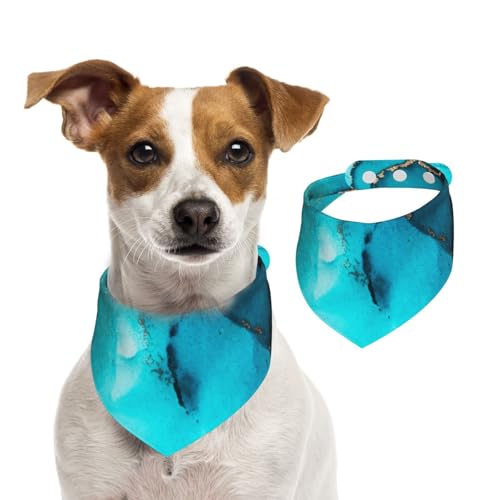 Trendy abstrakte Aquamarine Goldwirbel, Hundehalstücher, Baumwoll-Haustierschal, verstellbare Lätzchen für Haustiere,S Trendy abstrakte Aquamarine Goldwirbel, Hundehalstücher, Baumwoll-Haustierschal, verstellbare Lätzchen für Haustiere,S von InOmak