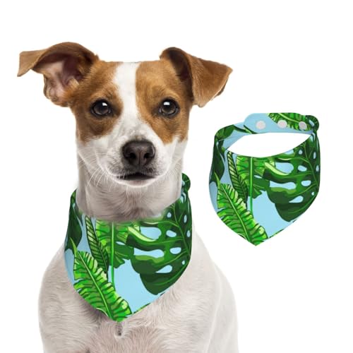 Tropische Palmblätter, Hundehalstücher, Baumwoll-Haustierschal, verstellbare Lätzchen für Haustiere,L von InOmak
