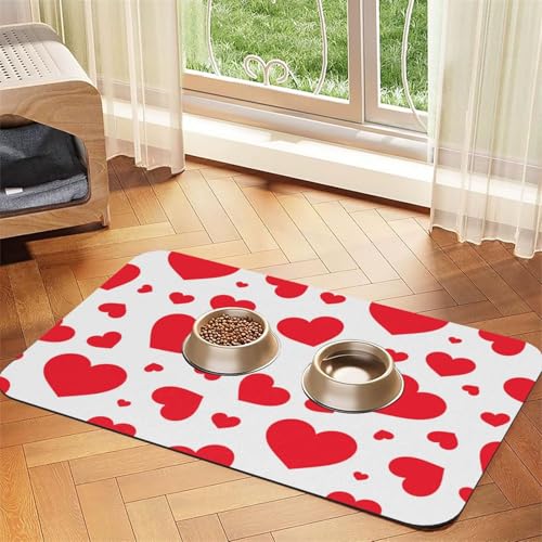 Verstreutes Herz，Futtermatte für Haustiere, Tischsets aus PU-Leder für Katzen und Hunde,30x45cm von InOmak