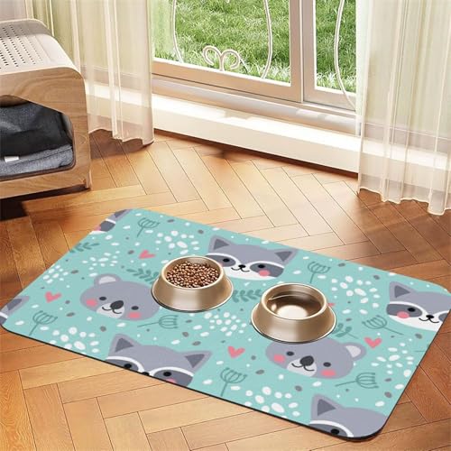 Waschbär und Koala，Futtermatte für Haustiere, Tischsets aus PU-Leder für Katzen und Hunde,40x60cm von InOmak