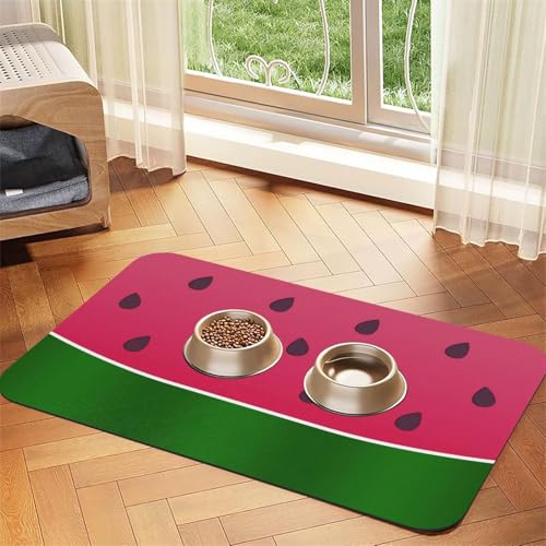 Wassermelone Obst Sommer，Futtermatte für Haustiere, Tischsets aus PU-Leder für Katzen und Hunde,30x45cm von InOmak