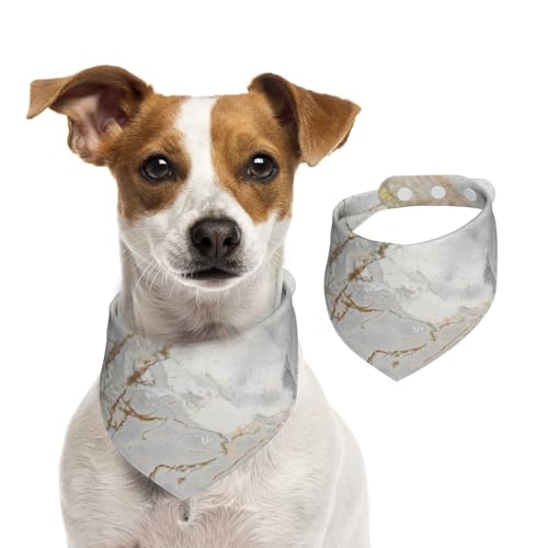Weiß Grau Silber Perlmutt Gold Pinsel Marmor, Hundehalstücher, Baumwoll-Haustierschal, verstellbare Lätzchen für Haustiere,M Weiß Grau Silber Perlmutt Gold Pinsel Marmor, Hundehalstücher, Baumwoll-Haustierschal, verstellbare Lätzchen für Haustiere,M von InOmak