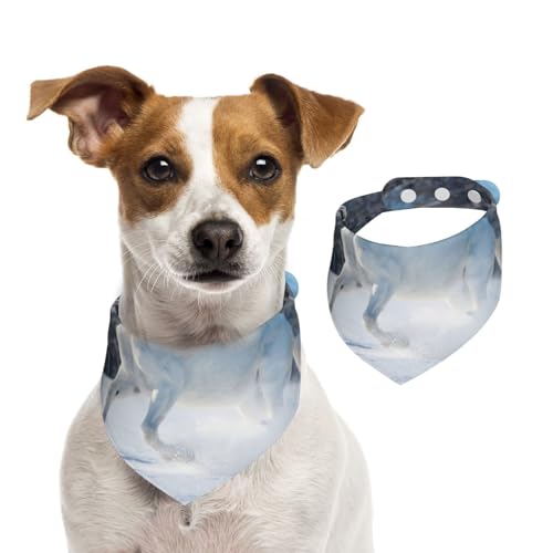 Weißes Pferd im Winter, Hundehalstücher, Baumwoll-Haustierschal, verstellbare Lätzchen für Haustiere,S Weißes Pferd im Winter, Hundehalstücher, Baumwoll-Haustierschal, verstellbare Lätzchen für Haustiere,S von InOmak