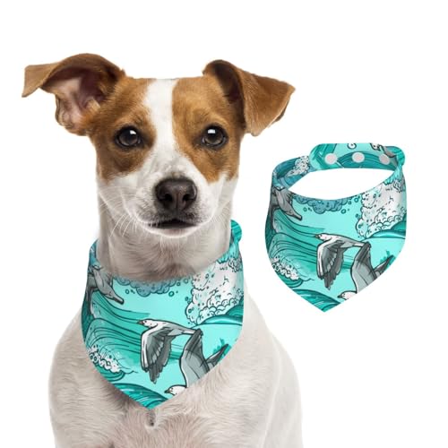 Wellen, Skizze, Möwe, Vögel, Hundehalstücher, Baumwoll-Haustierschal, verstellbare Lätzchen für Haustiere,L Wellen, Skizze, Möwe, Vögel, Hundehalstücher, Baumwoll-Haustierschal, verstellbare Lätzchen für Haustiere,L von InOmak