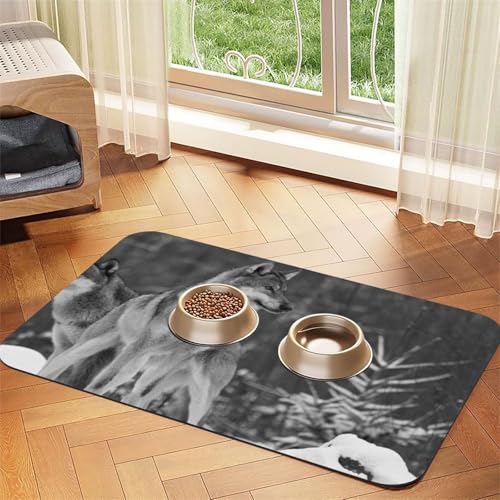 Wilder Wolf gedruckt,Futtermatte für Haustiere, Tischsets aus PU-Leder für Katzen und Hunde,40x60cm Wilder Wolf gedruckt,Futtermatte für Haustiere, Tischsets aus PU-Leder für Katzen und Hunde,40x60cm von InOmak