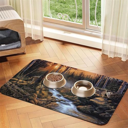 Wolf Wildlife,Futtermatte für Haustiere, Tischsets aus PU-Leder für Katzen und Hunde,40x60cm Wolf Wildlife,Futtermatte für Haustiere, Tischsets aus PU-Leder für Katzen und Hunde,40x60cm von InOmak