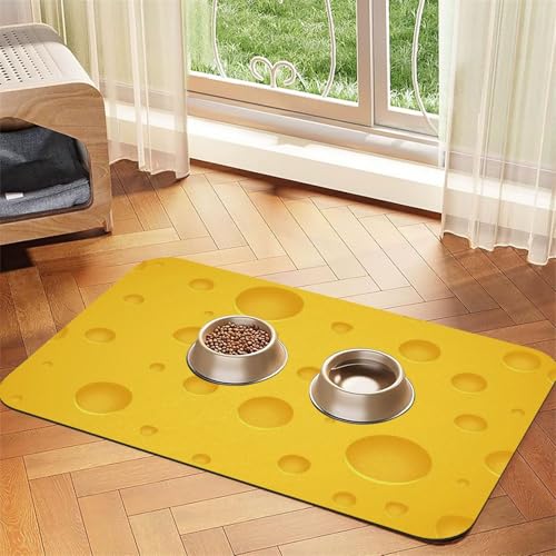 Yellow Cheese,Waterproof Pet Feeding Mat,PU Leather Placemats for Cat Dog Water Bowl,Food Mats,40x60cm von InOmak