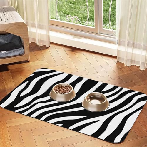 Zebra-Print-Druck，Futtermatte für Haustiere, Tischsets aus PU-Leder für Katzen und Hunde,40x60cm von InOmak