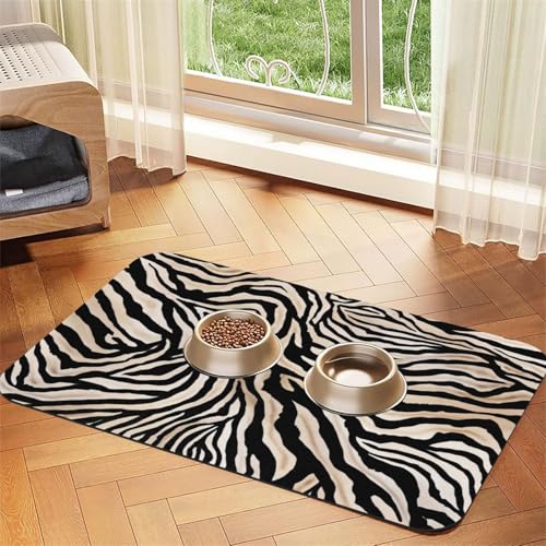 Zebradruck Gestreifte abstrakte Kunst,Futtermatte für Haustiere, Tischsets aus PU-Leder für Katzen und Hunde,40x60cm Zebradruck Gestreifte abstrakte Kunst,Futtermatte für Haustiere, Tischsets aus PU-Leder für Katzen und Hunde,40x60cm von InOmak