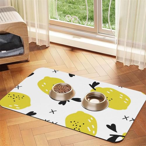 Zitrone，Futtermatte für Haustiere, Tischsets aus PU-Leder für Katzen und Hunde,40x60cm von InOmak