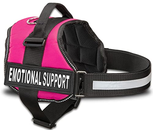 ESA Hundeweste mit reflektierenden Trägern, baren Patches, und Tragegriff Oben, 8 GröÃŸen â€“ Strapazierfähige emotionale Unterstützung Hundegeschirr für Arbeitshunde (Pink, Medium) von Industrial Puppy