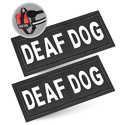 Industrial Puppy Deaf Dog Patch – aufsteckbare Patches mit Hakenrückseite für taubes Hundegeschirr oder Weste – Gehörloser Hundebedarf für Halsband von Industrial Puppy