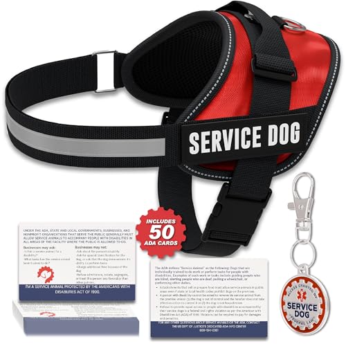 Service Dog Vest Harness Kits with Reflective Straps, Top Handle , ID Tags & Cards - Interchangeable Patches - ESA Dog Vest in 8 Sizes, Durable Service Dog Harness for Working and Support Dogs Bundle von Industrial Puppy
