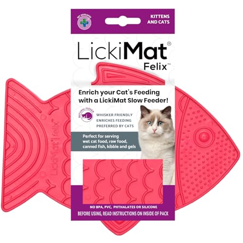 Lickimat Casper & Felix Katzen-Futterspender in Fischform für Katzen zur Reduzierung von Langeweile und Angstzuständen, perfekt für Futter, Leckereien und Angstreduzierung (Pink, Felix) von LICKIMAT