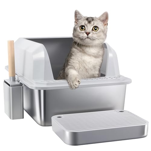 Enclosed Extra Large Cat Litter Box with Lid, Metal Litter Tray with High Wall Sides for Big Cats, Big Scoop &Holder, Footpad, Odor Free, Non-Sticky, Anti-Urine Leakage, Easy Cleaning Enclosed Extra Large Cat Litter Box with Lid, Metal Litter Tray with High Wall Sides for Big Cats, Big Scoop &Holder, Footpad, Odor Free, Non-Sticky, Anti-Urine Leakage, Easy Cleaning von Ink Camp