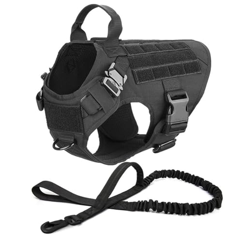 Inkoby Taktisches Geschirr- und Leinen-Set für Große Hunde, Trainingsweste, Haustier-K9-Geschirre, Leine, Outdoor, Schäferhund, M von Inkoby