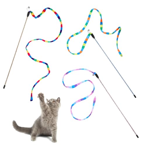 3 x Regenbogen-Stab-Spielzeug, interaktive Katzenstäbe für Indoor-Katzen und Kätzchen, buntes Katzenspielzeug mit Glocken, Katzenspielzeug, Schnur für Katze, Kätzchen, Kätzchen, Training, hält sich 3 x Regenbogen-Stab-Spielzeug, interaktive Katzenstäbe für Indoor-Katzen und Kätzchen, buntes Katzenspielzeug mit Glocken, Katzenspielzeug, Schnur für Katze, Kätzchen, Kätzchen, Training, hält sich von InnoHHustle