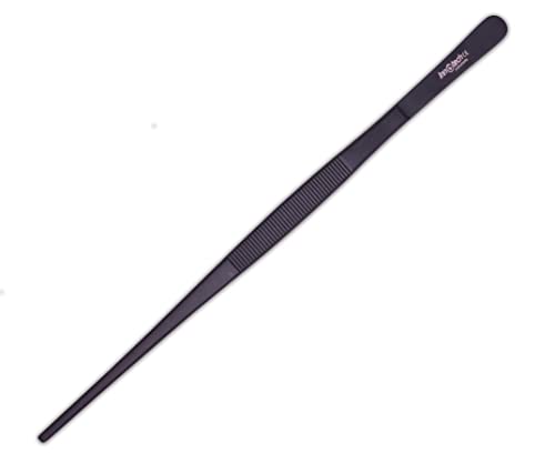 Innotech Aquarium Reinigung kit schwarz Aquascaping Komplett Set Terrarium Pflege Werkzeug aus Edel-Stahl (Pflanzen-Pinzetten, Pflanzenschere, Kiesspatel) (Aquarium Pinzette Gerade (Schwarz), 25 cm) von Innotech Instruments