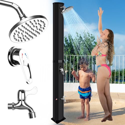 Inoamity Solardusche Garten 60L - Gartendusche Solar Automatische Aufheizung bis 60°C, Einfache Installation, Verstellbarer Wasserhahn & 360°-Duschkopf - Winterfest für Pool, Camping, Außendusche von Inoamity