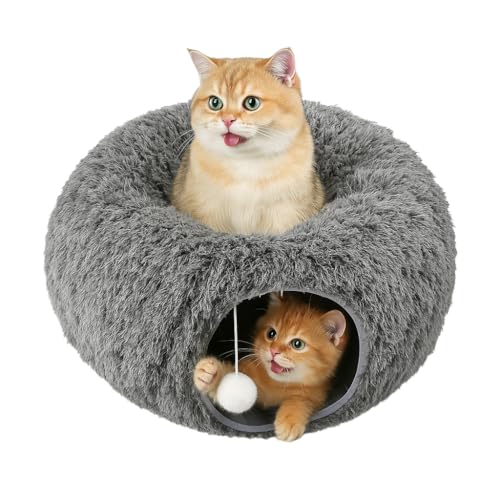 Inodoca Weiche Plüsch-Katzenhöhle mit waschbarem Kreiskissen, Katzentunnel mit Bett, Donut-Tunnel mit Mittelmatte, Schlauch-Spielplatz-Spielzeug, multifunktionaler Spielplatz, Spielzeug, Versteck für Inodoca Weiche Plüsch-Katzenhöhle mit waschbarem Kreiskissen, Katzentunnel mit Bett, Donut-Tunnel mit Mittelmatte, Schlauch-Spielplatz-Spielzeug, multifunktionaler Spielplatz, Spielzeug, Versteck für von Inodoca