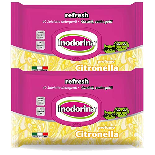 Inodorina Refresh - 40 Reinigungstücher - Duft Zitronengras 2 Packungen von Inodorina