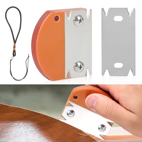 Inscrip Furnierkantenschneider, Kantenschneider für Holzbearbeitung, Tragbar Manueller Kantenanleimschneider mit 1x Ersatzklinge, rutschfest Handhobel für Holz PVC ABS Umleimer (Orange B#) von Inscrip