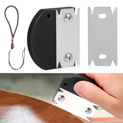 Inscrip Furnierkantenschneider, Kantenschneider für Holzbearbeitung, Tragbar Manueller Kantenanleimschneider mit 1x Ersatzklinge, rutschfest Handhobel für Holz PVC ABS Umleimer (Schwarz B#) von Inscrip