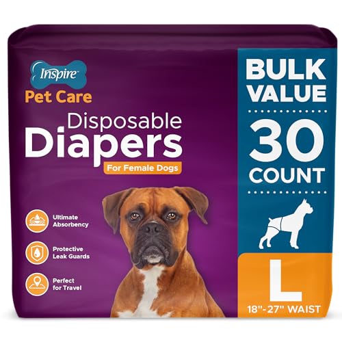 Inspire Pet Care Hundewindeln für Hündinnen, bei Inkontinenz, Unfällen, bei Hitze, Urinieren oder Periode und Hauseinbruch, Größe L, 30 Stück Inspire Pet Care Hundewindeln für Hündinnen, bei Inkontinenz, Unfällen, bei Hitze, Urinieren oder Periode und Hauseinbruch, Größe L, 30 Stück von Inspire